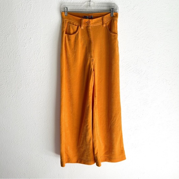 Urban Outfitters Lena Chenille Wide Leg Pant Pumpkin Orange Sz 4 - Picture 2 of 6